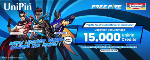 Top Up Free Fire di Indomaret, Dapatkan Bonus 15rb UniPin Credits dan Bundle Legendary dengan Segudang Efek Datang!